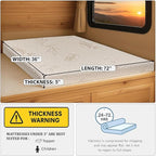 Foamma 5" x 36" x 72" Mattress for RV with Water Resistant Organic Cotton Cover, Firm High Density Foam, USA Made, CertiPUR-US Certified Foam