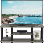 Furinno Turn-N-Tube No Tools 3D 3-Tier Entertainment TV Stand up to 50 inch TV, Square Tubes, French Oak Grey/Black