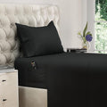 DREAMCARE Twin XL Sheet Sets – 3pcs Cooling Sheets – up to 21” Extra Deep Pocket Twin XL Sheets Set – Hotel Luxury Sheets & Pillowcases – Superior Softness 100% Fine Microfiber with Side Pocket –Black
