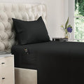 DREAMCARE Twin XL Sheet Sets – 3pcs Cooling Sheets – up to 15” Deep Pocket Twin XL Sheets Set – Hotel Luxury Sheets & Pillowcases – Superior Softness 100% Fine Microfiber with Side Pocket – Black