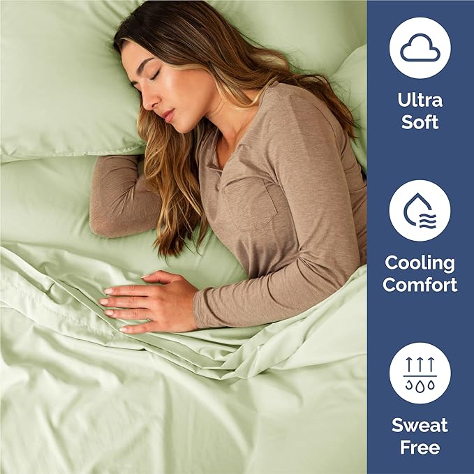 King 6 Piece Sheet Set - Comfy Breathable & Cooling - Ultra-Soft Hotel Luxury Bedding Set with 8-16 Inch Deep Pockets - 1 Flat & 1 Fitted Sheet & 4 Pillowcases - Wrinkle Free & Easy Care - Light Sage
