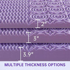 MUXHOMO 3.9 Inch 7-Zone King Mattress Topper, Egg Crate Foam Mattress Topper King Size for Back Pain, Lavender Cooling Gel Infused Bed Pad, CertiPUR-US and Oeko-TEX Certification (76"×80")