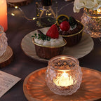 DARJEN 12Pcs Clear Votive Candle Holders - Round Glass Candle Holders for Tea Light Candle, Embossed Candle Votives for Wedding Centerpiece, Living Room & Home Table Decor