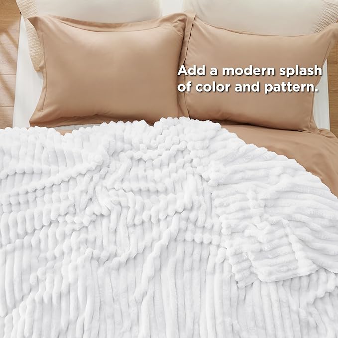Bedsure GentleSoft White California King Size Blanket for Couch - Cozy Soft Blankets for Women, Cute Small Fleece Throws for Girls, Birthday Gifts for Women, White, 102x96 Inches
