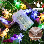 BrizLabs Colored Snowflake Lights, 40 LED 16.08ft Snow Flake Christmas Lights with Remote, 8 Modes LED String Lights Waterproof, Dimmable Battery Xmas Lights for Indoor Outdoor Christmas Tree Decor