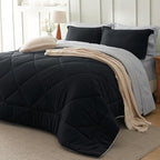 Bedsure California King Comforter Set - 7 Pieces Reversible Black Bedding, California King Size Bed Set for All Seasons, Bed in a Bag with Down Alternative Comforter, Sheets, Pillowcases & Shams