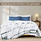 PHF 100% Cotton Tie-dye Waffle Weave Blanket King Size,Soft Breathable Skin-Friendly Durable Layering for All Season, Manual Elegant Delicate Pattern for Bed, Home Decor, Couch,Tie Dyed Green, 104x90