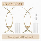 Sconces Wall Decor Set of 2 Hurricane Candle Holder - Modern Decorative Candle Wall Sconce Golden Metal Wall Mount Gold Decorations for Living Room Bedroom Bathroom Hallway Outdoor
