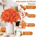 SHareconn 24 Bundles Artificial Fall Flowers for Outdoors Decoration,UV Resistant Silk Eucalyptus Lavender Faux Autumn Fake Plants for Outside Indoor Garden Yard Porch Home Decor,SunsetRedAutumnColour