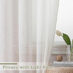 OWENIE Linen Blend Sheer Curtains 96 inch Long 2 Panels Set for Bedroom/Living Room, Natural Farmhouse Sheer Cutain Rod Pocket Farmhouse Drapes,2 Pcs Each 40" W x 96" L