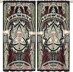 Viking Curtains Nordic Mythology Rune Weapon Antique Viking Pirate Crow Art Pattern Printed Curtains Bedroom Living Room Decoration Blackout Curtains W42 * L54 Inch