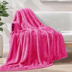Exclusivo Mezcla Plush Fuzzy Fleece Throw Blanket Extra Large, Super Soft, Fluffy and Warm Blankets for Couch, Bed, Suitable for All Seasons (50x70 Inches, Hot Pink)
