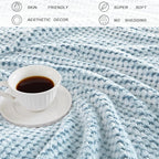 Exclusivo Mezcla Fleece Throw Blanket Extra Large, Super Soft and Warm Blankets for Couch, Sofa and Bed Waffle Textured, Cozy, Fuzzy and Lightweight (Mixed Slate Blue, 50x70 Inches)
