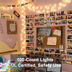 ODEETRONIC Warm Christmas Lights - 21.63ft 100Count Steady & Blink Clear Christmas Lights, UL Certified Incandescent Fairy String Light, White Wire Xmas Tree Light Connectable for Indoor Outdoor Party