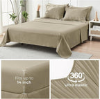HYMOKEGE Linen King Size Comforter Set Seersucker 7 Pieces, All Season Luxury Bed in a Bag for Bedroom, Bedding Set with Comforter, Sheets, Pillowcases & Shams