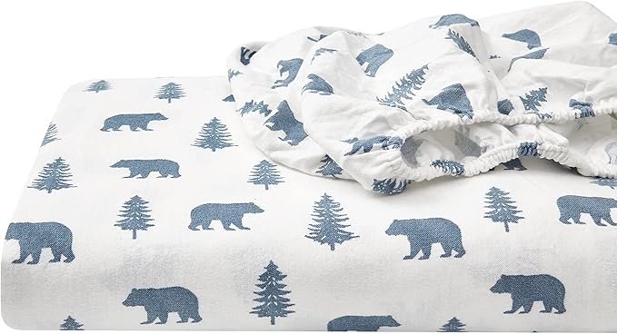 Eddie Bauer - Full Sheets, Cotton Flannel Bedding Set, Brushed For Extra Softness, Cozy Home Decor (Bears & Trees, Full)