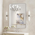 28x36 Inch LED Mirror for Bathroom,Brushed Sliver Metal Frame Lighted Vanity Mirror, Anti Fog Stepless Dimmable,Wall Mounted(Horizontal/Vertical)