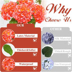Nubry 22.44In Orange Hydrangea Artificial Flowers,4Pcs Latex Faux Real Touch Large Hydrangea Flowers with Long Stems & Leaves for Home Office Decor Wedding Party Arrangements(Orange)