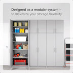 Prepac Elite 32" Storage Cabinet, Light Gray Storage Cabinet with Hanging Rail and Shelves for Living room, Kitchen and Laundry room 24.5" D x 32" W x 65" H