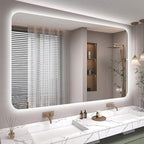 48''x36'' Lighted Mirrors for Bathroom Wall Backlit Rectangular Rounded Corners, LED Bathroom Mirror Frameless with Lights Anti Fog, Dimmable, 3 Colors,Tempered Glass, Shatter-Proof (Color 2)