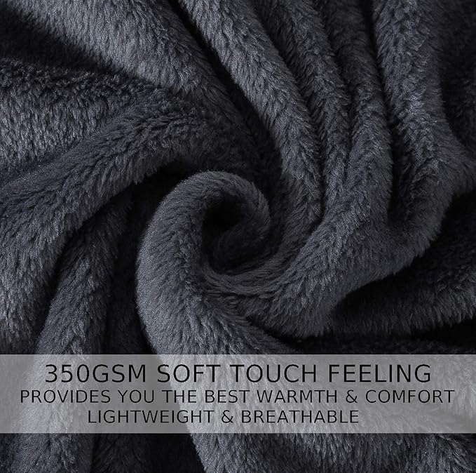 HOZY Soft King Size Blanket for Fall Winter Spring All Season Warm Fuzzy Summer Autumn Oversized Blankets for Cal King/California King Bed Fluffy Lightweight Dark Grey 90"x108"
