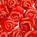Juvale 100 Pack Red Artificial Flowers for Wedding Decor - 3 in Diameter Foam Carnations - Centerpiece Table Decorations & Wedding Decorations - Faux Flowers for Vase