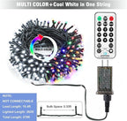 Brizled Christmas String Lights, 279ft 800 LED Color Changing Christmas Lights with Remote, 11 Modes Tree Light Cool White & Multicolor Green Wire Xmas Light Outdoor for Xmas Party Home