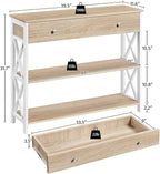 Yaheetech Console Table with Drawer, Narrow Sofa Table with Storage Shelves for Living Room, 3-Tier Entryway Tables with Metal Frame, Light Oak