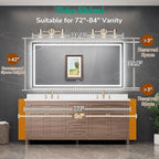 TokeShimi 72x36 LED Mirror for Bathroom with 3-Color Lights,Lighted Vanity Mirror with Lights,Anti-Fog,Stepless Dimmable,HD Tempered Glass,Memory Function,Waterproof,Shatterproof,UL Listed