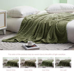 Exclusivo Mezcla Fleece Throw Blanket for Couch, 50x70 Inches Soft Cozy Jacquard Flannel Blankets, Lightweight Fuzzy Plush Warm Throws for Winter, Olive Green