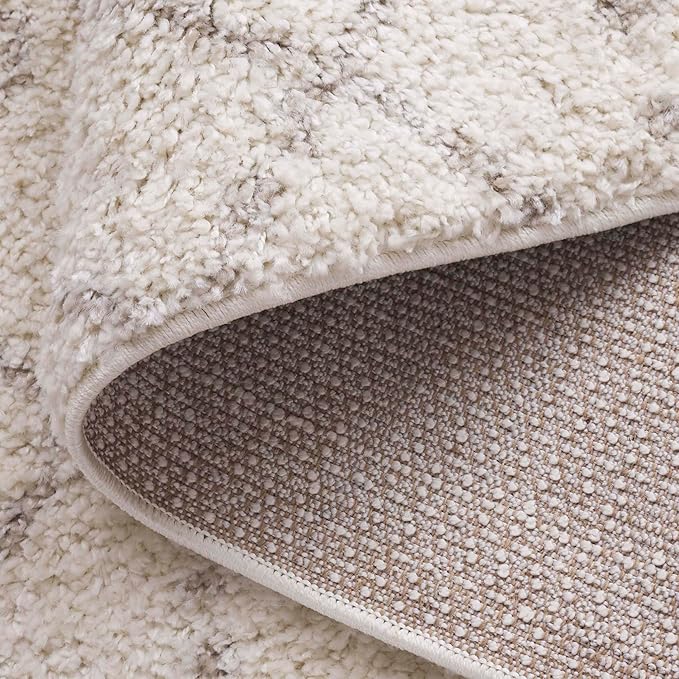 SAFAVIEH Arizona Shag Collection 6'7" Round Ivory/Beige ASG741A Moroccan Non-Shedding Living Room Bedroom Dining Room Entryway Plush 1.6-inch Thick Area Rug