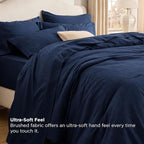 Bedsure King Size Comforter Set Navy - Bed in a Bag King Bedding 7 Pieces, Cationic Dyed Bed Set Gift for Family, Navy Soft Bedding for All Seasons Comforter with Sheets, Pillowcases & Shams