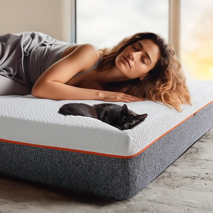 Marsail 10 Inch Twin Size Mattress, Cooling Gel Memory Foam, Fiberglass Free Breathable Cooling Bed Twin Mattress, Medium-Firm in A Box