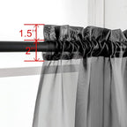 OWENIE Short Black Sheer Curtains 36 Inches 2 Panels Set - Kitchen Tiers Valances Curtains Light Filter Rod Pocket Voile Cafe Curtains for Kitchen Bathroom Small Half Window, 42 in W x 36 in L, Black