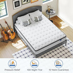 Vesgantti Twin Mattress, 10 Inch Hybrid Twin Size Mattress in a Box, Single Bed Pillow Top Mattresses, Foam and Pocket Coils Innerspring Mattresses, Pressure Relief, Medium Firm Feel