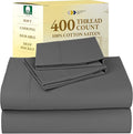 California Design Den King Size Sheet Set - Soft 400 Thread Count Sateen, Natural 100% Cotton Sheets, Deep Pockets with All-Around Elastic for a Snug Fit, Cool & Durable Bedding Set - Grey