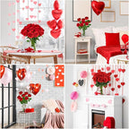 Ouddy Decor 20 Pcs Red Roses Artificial Silk Flowers Fake Roses Bouquet with Long Stems for Valentines Day Decor Wedding Home Party Table Centerpieces Bridal Bouquet DIY Floral Arrangment, Red