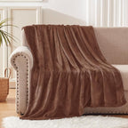Exclusivo Mezcla Extra Large Fleece Throw Blanket for Couch, Sofa, 300GSM Super Soft and Warm Blankets, Brown Throw All Season Use, Cozy, Plush, Lightweight, 50x70 Inches
