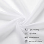 Chyhomenyc White Sheer Curtains 72 Inch Length 2 Panels, Light Filtering Top Dual Rod Pocket Voile Window Curtain Drapes for French Door, Bedroom Living and Children Room, Each 42W x 72L