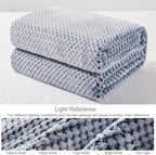 Exclusivo Mezcla Fleece Bed Blanket King Size, Super Soft and Warm Blankets for Couch, Sofa and Bed Waffle Textured, Cozy, Fuzzy and Lightweight (Mixed Navy Blue, 90x104 Inches)