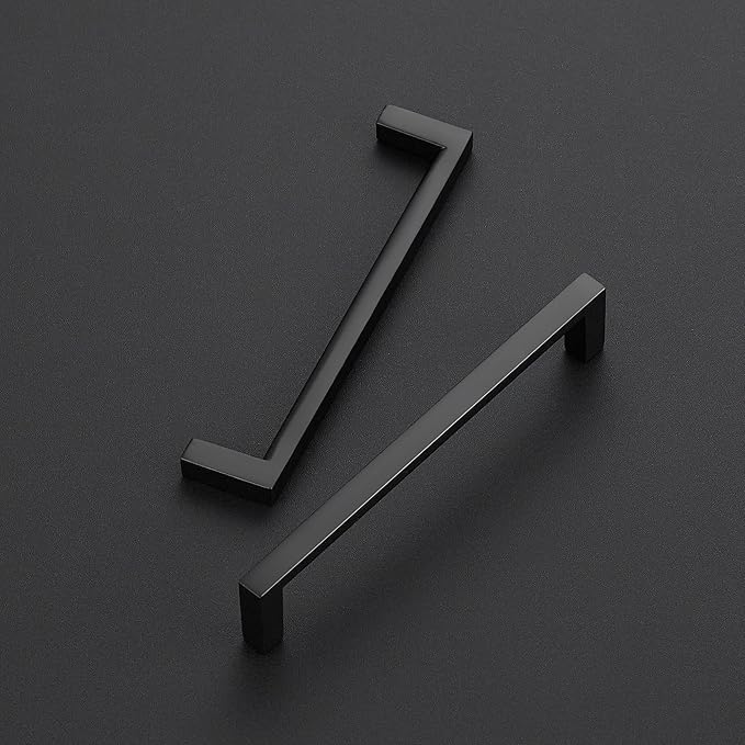 Ravinte 10 Pack Matte Black Cabinet Pulls, 5 Inch (128mm) Hole Center Slim Kitchen Handles, Square Drawer Pulls for Cabinets & Cupboards, Hardware