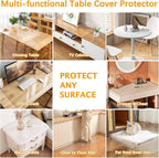 Clear Plastic Table Protector Rectangle Wipeable Vinyl Table Cloth Cover Furniture PVC Protective Desktop Liners Waterproof Kitchen Coffee Dining Table Pad Protection Desk Blotter Mat Pad 26 X 84 Inch