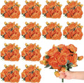 Hoteam 24 Bundles Artificial Peonies Flowers Wedding Faux Flowers Silk Peony Bouquet Bulk Bride Fake Florals Arrangements for Table Centerpieces Wedding Party Vase Decor (Orange)
