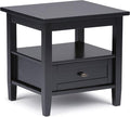 SIMPLIHOME Warm Shaker SOLID WOOD 20 inch Wide Rectangle Transitional End Side Table in Black for the Living Room and Bedroom