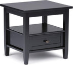 SIMPLIHOME Warm Shaker SOLID WOOD 20 inch Wide Rectangle Transitional End Side Table in Black for the Living Room and Bedroom