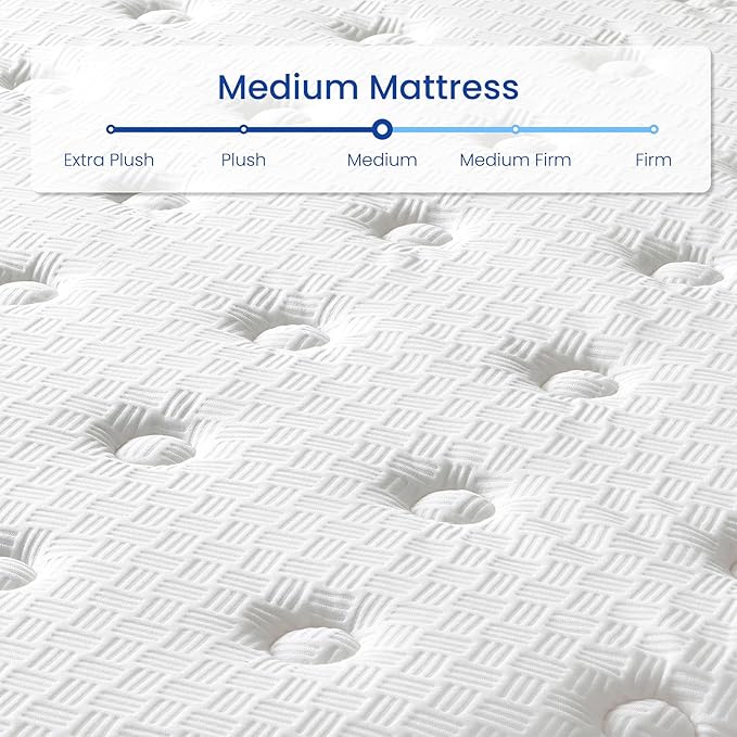 Queen Mattress 12 Inch, Hybrid Queen Size Mattress in a Box, Medium Feel, 3 Layer Premium Foam with Pocket Springs for Motion Isolation and Pressure Relieving, 80"x60"x12", 100-Night Trial