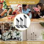Black Taper Candle Holders Set of 12 Candlestick Holders Bulk, Metal Candle Stick Holder Decor for Wedding, Dinning, Xmas Party or Anniversary, Fits 3/4 Inch Thick Candle