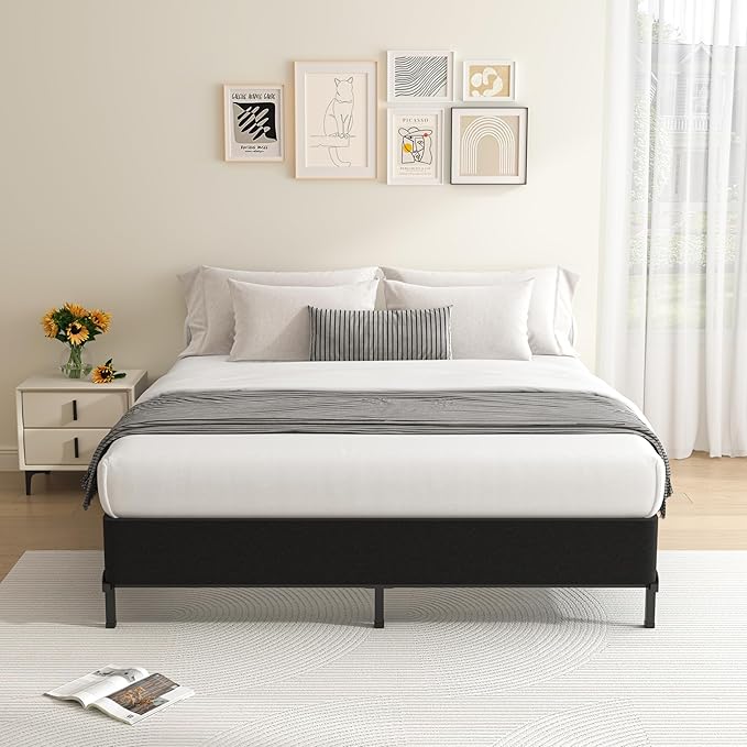 MAF Cal King Size King Box Spring, 10 Inch High Profile Box Spring Cal King 3500 lbs Black Heavy Duty Metal Mattress Foundation with Easy Clean Fabric Cover, Easy Assembly