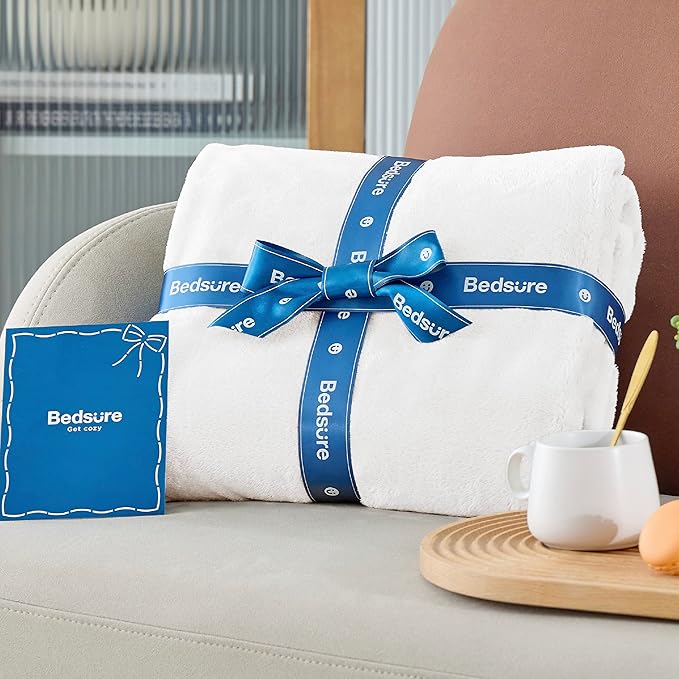 Bedsure GentleSoft Fleece Blanket California King White - Lightweight Plush Fuzzy Cozy Soft Bed Blankets, 102x96 inches