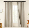 KangBang Linen Blackout Curtains 84 Inches Long, Rod Pocket Back Tab Curtains for Bedroom Living Room, Rustic Burlap Window Drapes with Clip Rings Made 52 Inch Wide by 84 Inch Length 2 Panels